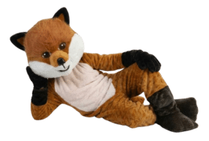 Fox Mascot lying on his side